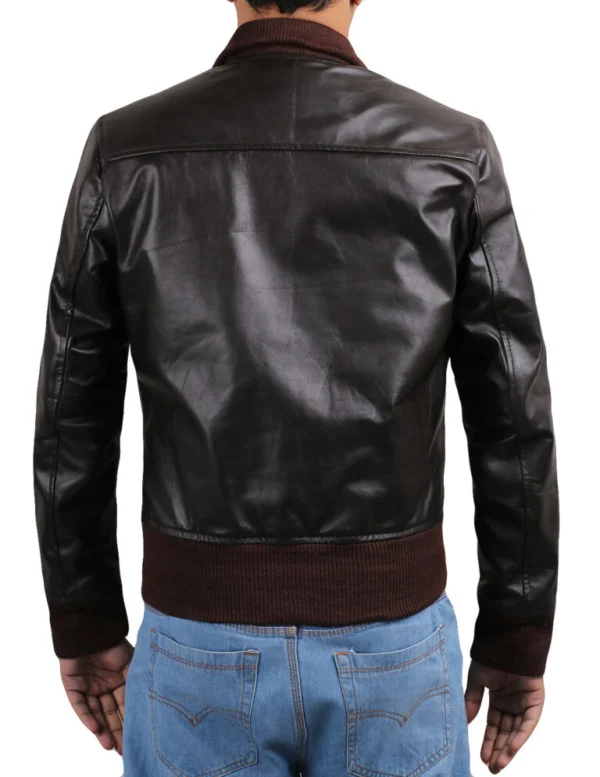 Wyatt Brown Flight Bomber Leather Jacket Back