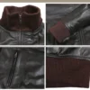 Wyatt Brown Flight Bomber Leather Jacket Closeup