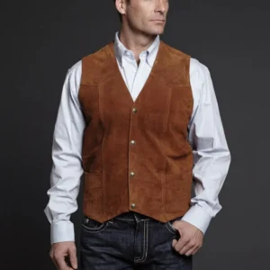 Xaivore Tan Suede Sleeveless Jacket