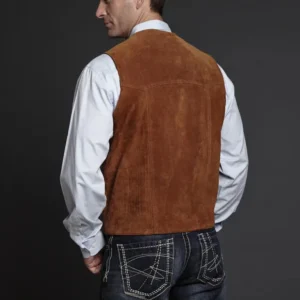 Xaivore Tan Suede Sleeveless Jacket back