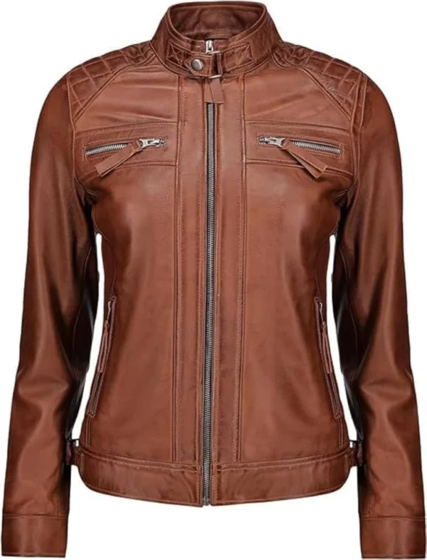 Yatalia Motor Biker Racer Quilted Leather Jacket