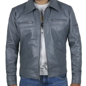 Zachery Grey Aviator Style Leather jacket