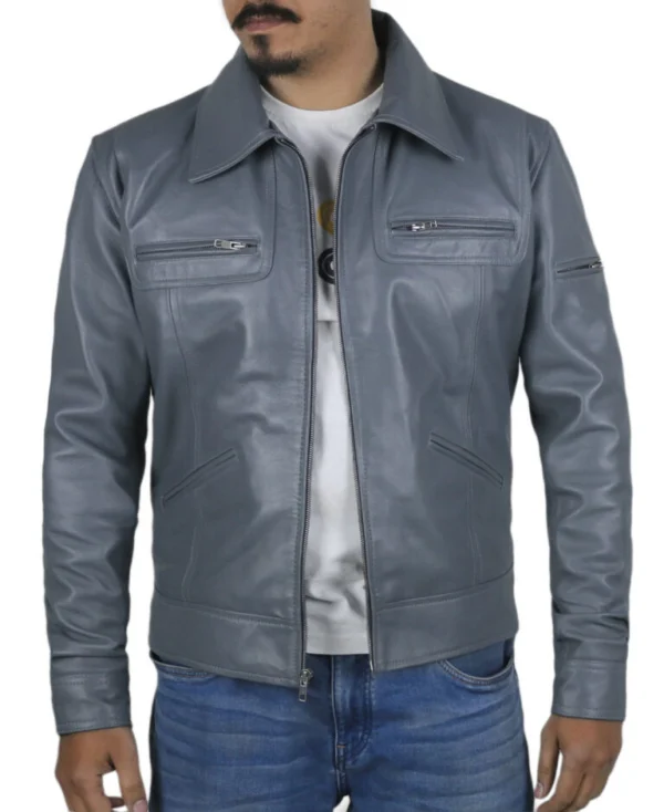 Zachery Grey Aviator Style Leather jacket
