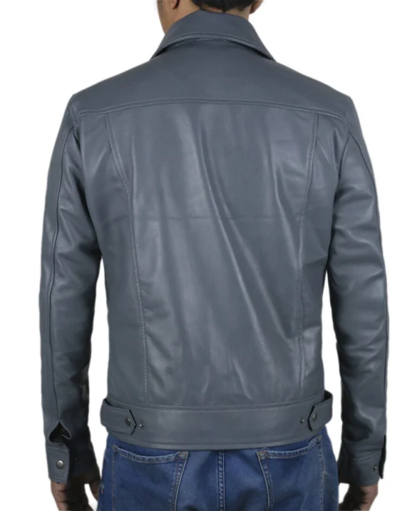 Zachery Grey Aviator Style Leather jacket Back