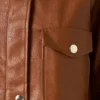Zitavia Big Flap Pockets Cropped Leather Brown Jacket 2nd Closeup