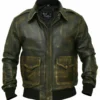Zoey Distressed Black Aviator Leather Jacket