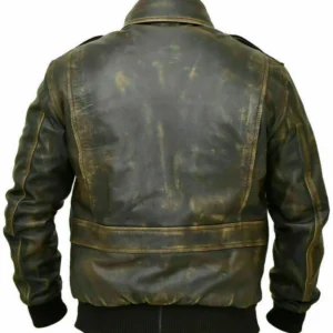 Zoey Distressed Black Aviator Leather Jacket Back
