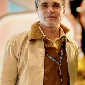 brad pitt f1 movie yellow cotton jacket closeup