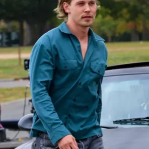 Austin Butler Caught Stealing Blue Cotton Shacket