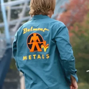 Austin Butler Caught Stealing Blue Cotton Shacket Back View