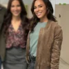 Countdown Jessica Camacho Suede Leather Bomber Jacket