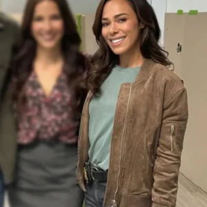 Countdown Jessica Camacho Suede Leather Bomber Jacket