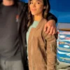 Countdown Jessica Camacho Suede Leather Bomber Jacket Side View