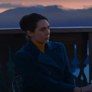 Elizabeth Olsen Movie Eternity Blue Wool Coat
