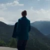 Elizabeth Olsen Movie Eternity Blue Wool Coat Back