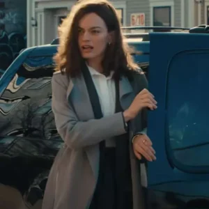 Ella McCay Movie Emma Mackey Grey Long Coat