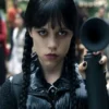 Goody Addams Wednesday S02 Black Puffer Vest Front