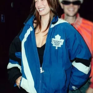 Hailey Bieber Toronto Maple Leafs Blue Jacket