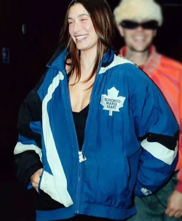 Hailey Bieber Toronto Maple Leafs Blue Jacket