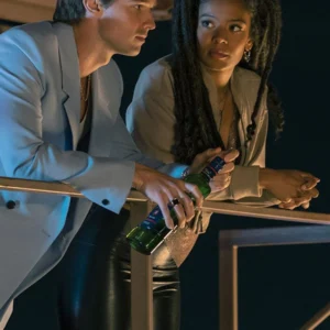 Jaz Sinclair Gen V Bomber Leather Jacket Side View