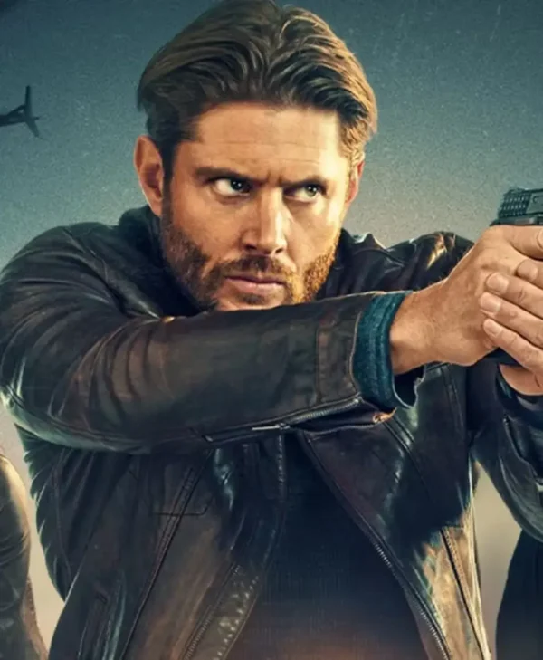 Jensen Ackles Countdown 2025 Black Leather Jacket Front