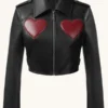 Liv Morgan WWE Raw 2025 Red Hearts Leather Jacket Front
