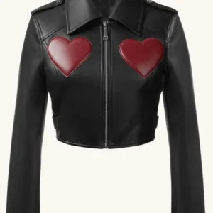 Liv Morgan WWE Raw 2025 Red Hearts Leather Jacket Front