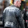 Matt Smith Caught Stealing 2025 Studded Leather Black Biker Jacket Back