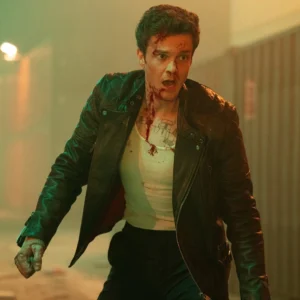 Novocaine Jack Quaid Black Leather Biker Jacket