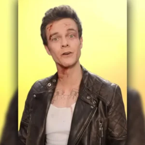 Novocaine Jack Quaid Black Leather Biker Jacket Front