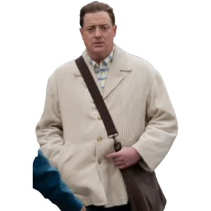 Rental Family 2025 Brendan Fraser Beige Corduroy Coat Front