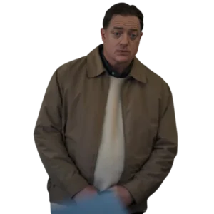 Rental Family Brendan Fraser Beige Bomber Jacket Front