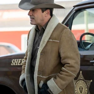 Roy Tillman Fargo S05 Jon Hamm Suede Brown Shearling Leather Jacket For Sale