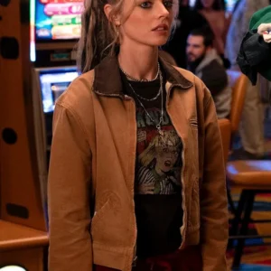 Samara Weaving Eenie Meanie Moive Brown Cotton Jacket