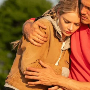 Samara Weaving Eenie Meanie Moive Brown Cotton Jacket Side View