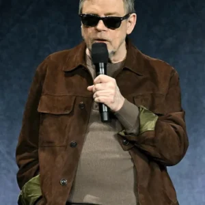 The Major The Long Walk Movie Suede Leather Jacket Front