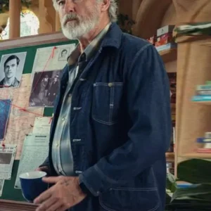 The Thursday Murder Club Pierce Brosnan Denim Blue Jacket