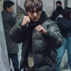 Twelve Seo In-guk Leather Puffer Jacket