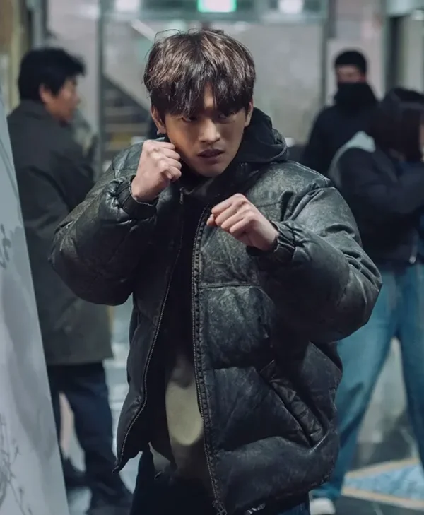 Twelve Seo In-guk Leather Puffer Jacket