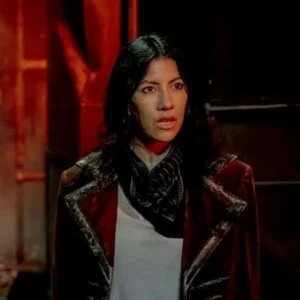 Twisted Metal Stephanie Beatriz Red Velvet Blazer Front