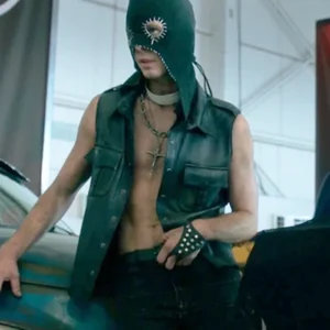 Twisted Metal Tyler Johnston Black Leather Vest Front