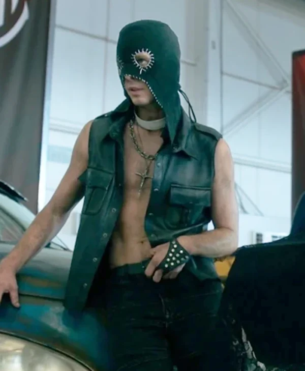 Twisted Metal Tyler Johnston Black Leather Vest Front