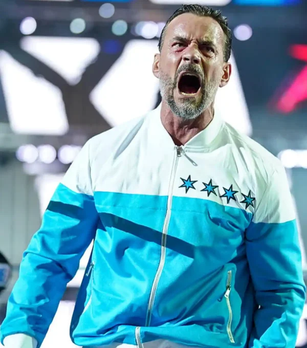 WWE SummerSlam 2025 CM Punk Blue Bomber Jacket