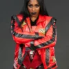 WWE Wrestler Naomi Red Leather Jacket Front View