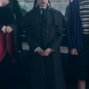 Wednesday S02 Jenna Ortega Black Coat Front