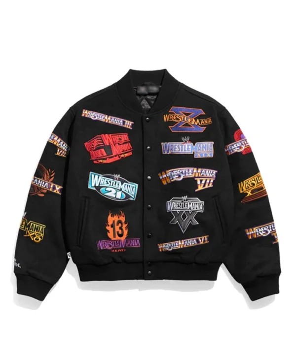 Wrestlemania 1 21 Black Varsity Jacket
