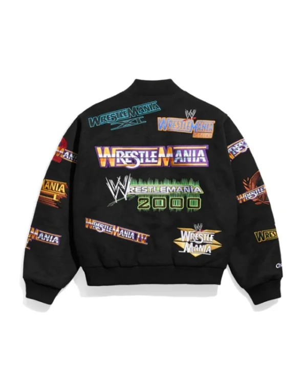 Wrestlemania 1 21 Black Varsity Jacket - Image 2