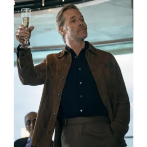 The Woman in Cabin 10 Guy Pearce Brown Suede Jacket