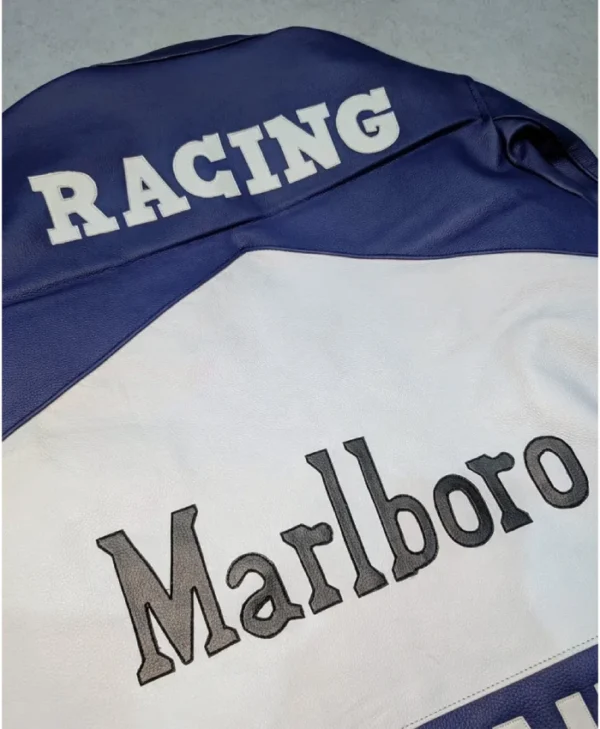 Marlboro Blue & White Motorcycle Leather Jacket - Image 4