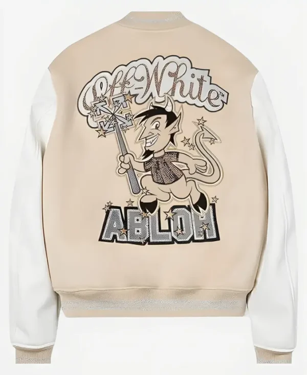 AC Milan Football Off White Varsity Jacket - Image 4